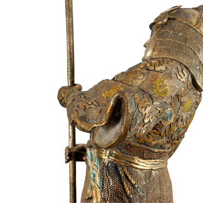 Monumentaal paar Japanse bronzen samurai in Miyao-stijl, 20e eeuw – productfoto 16
