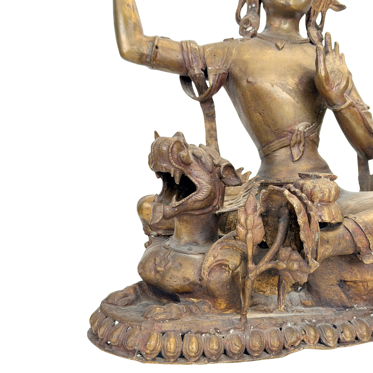 Rückseite eines nepalesischen Bronze-Mañjuśrī aus dem Kathmandu-Tal, 19. Jahrhundert