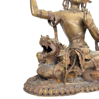 Rückseite eines nepalesischen Bronze-Mañjuśrī aus dem Kathmandu-Tal, 19. Jahrhundert
