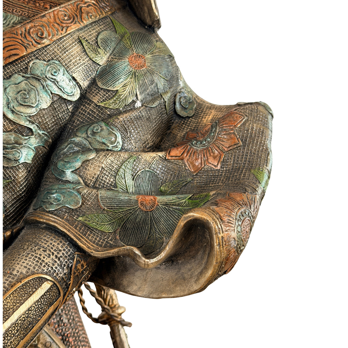Monumentaal paar Japanse bronzen samurai in Miyao-stijl, 20e eeuw – productfoto 19