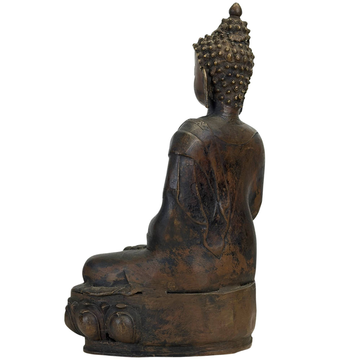 Monumentaler Shakyamuni-Buddha aus Ladakh aus dem 18. Jahrhundert in feuervergoldeter Bronze – Ansicht 6