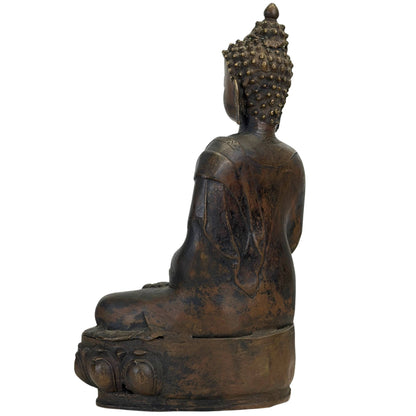 Monumentaler Shakyamuni-Buddha aus Ladakh aus dem 18. Jahrhundert in feuervergoldeter Bronze – Ansicht 6