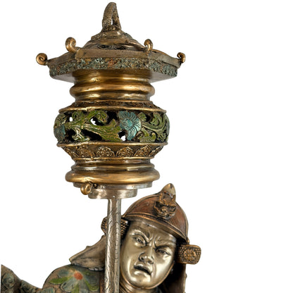 Monumentaal paar Japanse bronzen samurai in Miyao-stijl, 20e eeuw – productfoto 21