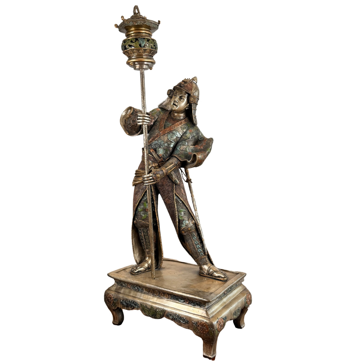 Monumentaal paar Japanse bronzen samurai in Miyao-stijl, 20e eeuw – productfoto 23