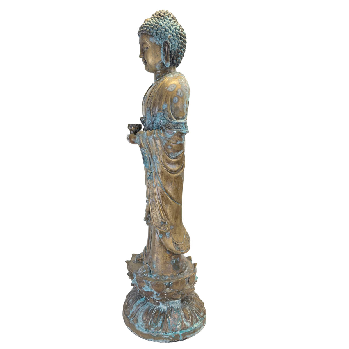 Staande Chinese bronzen Medicijnboeddha van 98 cm – opname 3