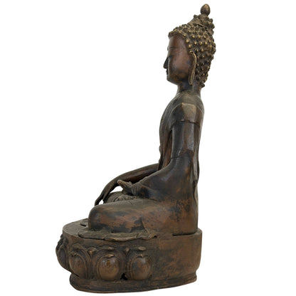 Monumentaler Shakyamuni-Buddha aus Ladakh aus dem 18. Jahrhundert in feuervergoldeter Bronze – Ansicht 7