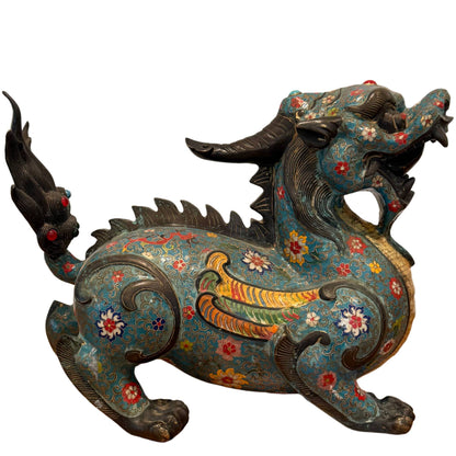 Paar monumentale antike chinesische Pixiu-Schutzlöwen – Ansicht 2