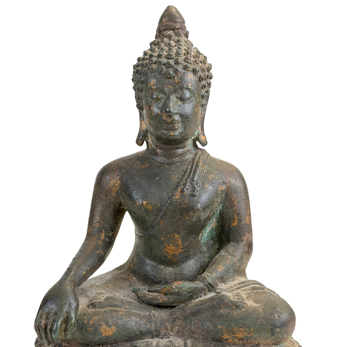 Antike Ayutthaya Buddha-Statue in Bhumisparsha Mudra – 17./18. Jahrhundert – Museale Bronze