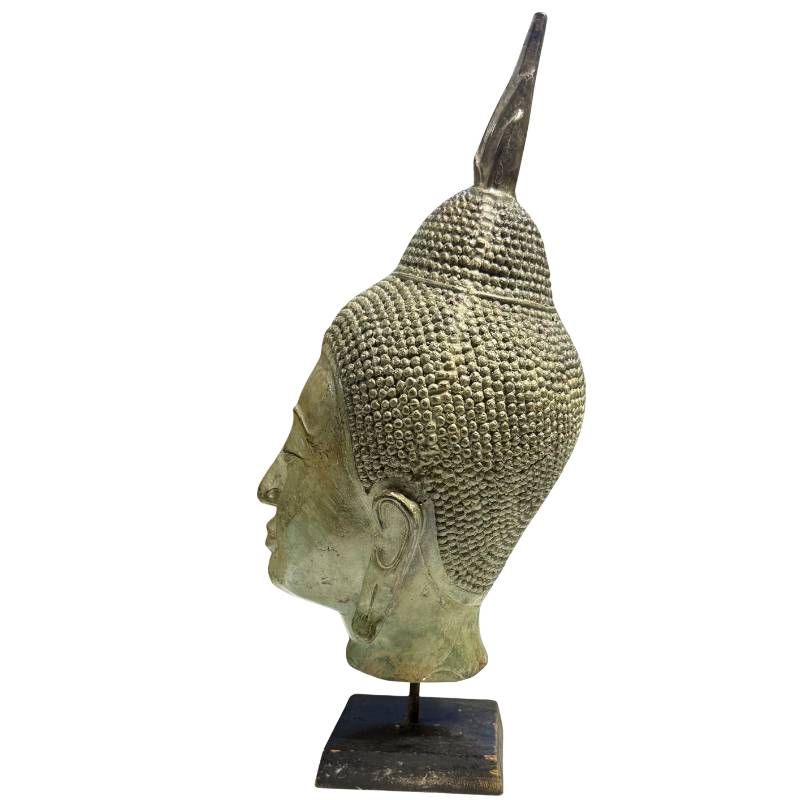 Rückseite der Buddha-Kopfskulptur, Details aus thailändischer Bronze