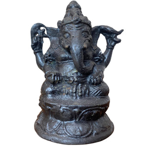 Robustes antikes Bronze-Ganesha-Bild – Doppelgesicht – Südindien – 13,5 cm