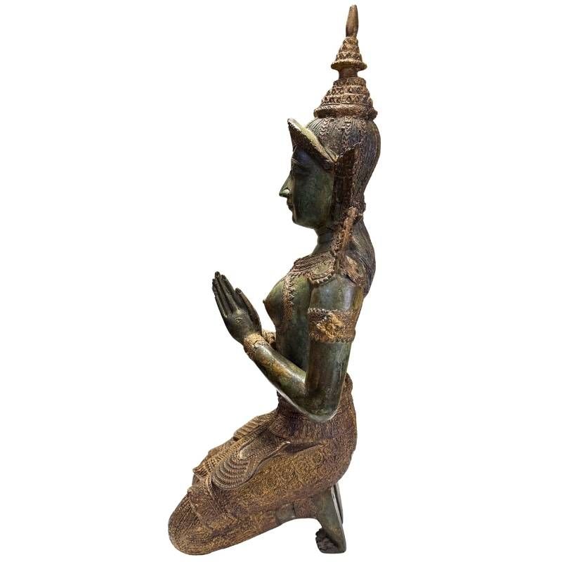 thailändische Wächterstatuen aus Bronze mit antiker Patina