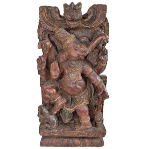 Antikes polychromes südindisches Tempelrelief – Ganesha – ca. 1820 – 49 cm