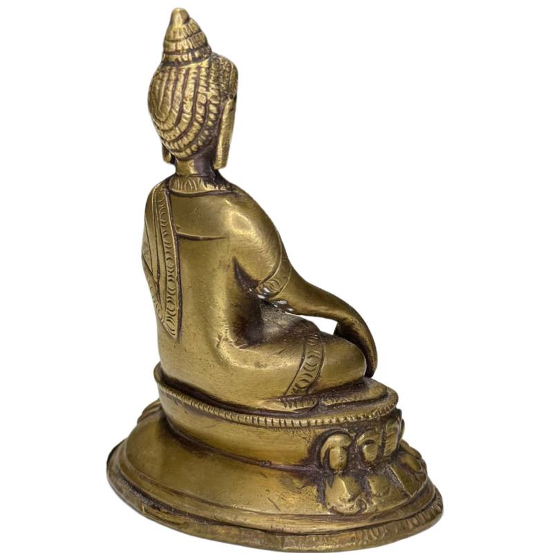 Rückseite aus Messing, Shakyamuni mit detaillierten Gewändern.