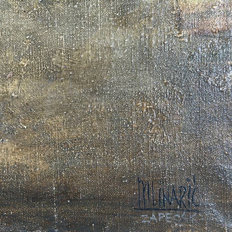 Nahaufnahme eines signierten Ölgemäldes auf Leinwand des Meisters der Naiven Kunst, Pavao Mlinarić.