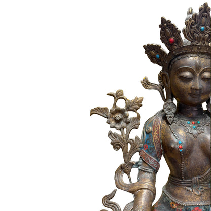 Kaiserlicher Revival‑Stil Weiße Tara vergoldete Bronze Cloisonné Emaille 19. Jahrhundert