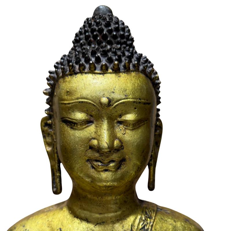 Luxuriöser asiatischer antiker Buddha aus Gusseisen in Museumsqualität