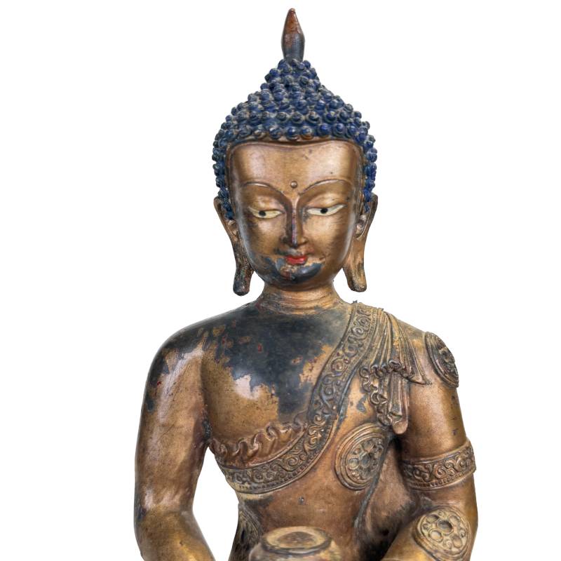 Majestätisches goldfarbenes Kunstobjekt: Medizin-Buddha