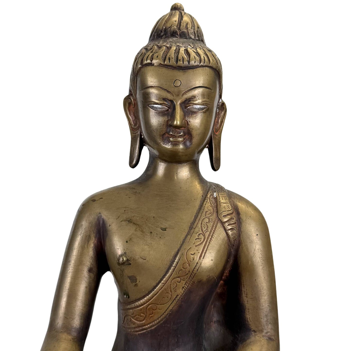 Schwere antike Bronzeskulptur aus Nepal und Tibet mit reicher, alter Oxidation und handgefertigter Oberfläche