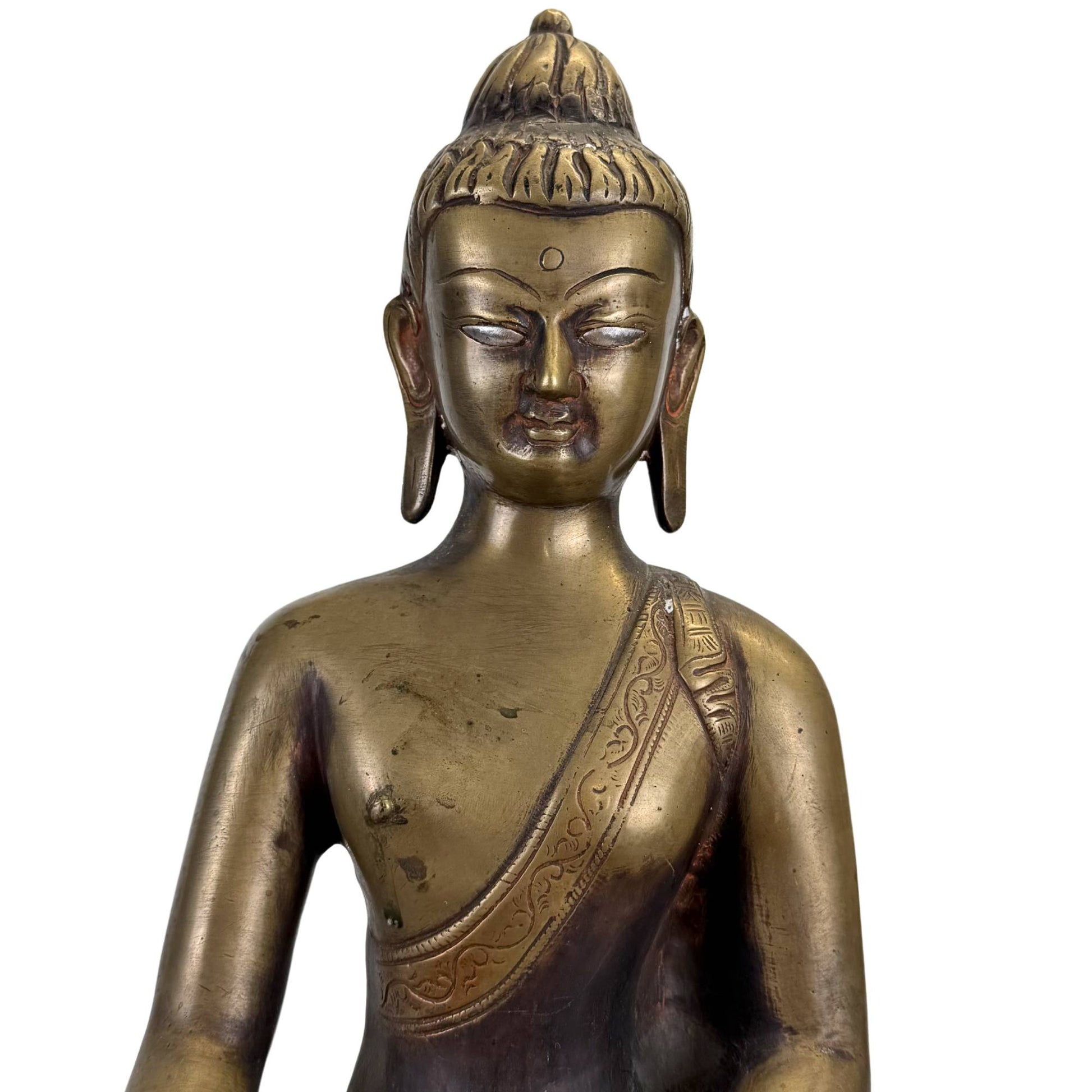 Schwere antike Bronzeskulptur aus Nepal und Tibet mit reicher, alter Oxidation und handgefertigter Oberfläche