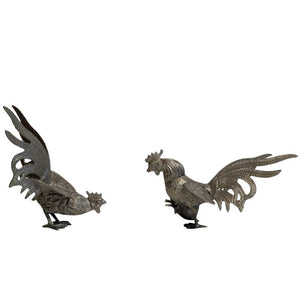 Set thailändischer Metallhähne – Dekorative Statuen (20. Jahrhundert)