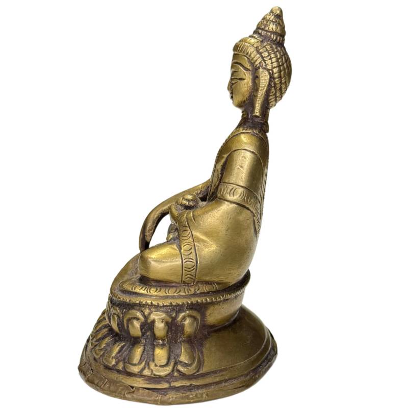 Nahaufnahme des friedvollen Gesichts des Shakyamuni Buddha.