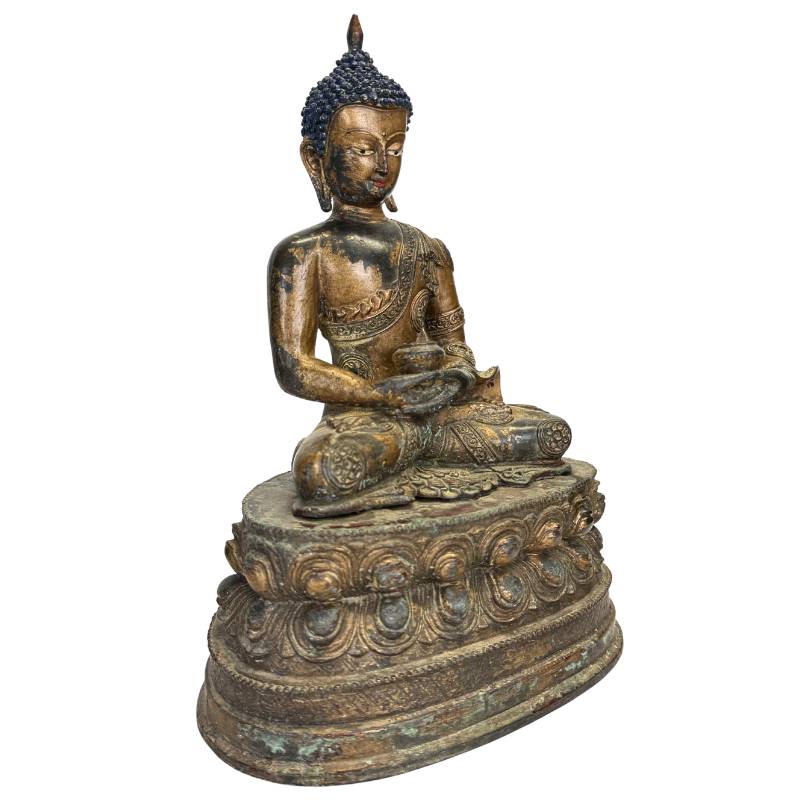 Sino-tibetische Buddha-Statue mit Medizintopf