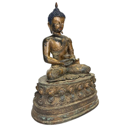 Sino-tibetische Buddha-Statue mit Medizintopf