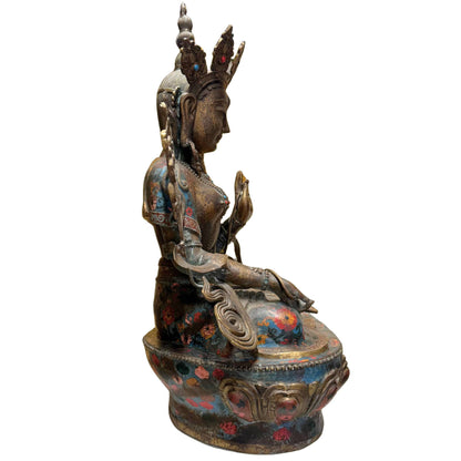 Sitatara monumentales Altargestück vergoldeter Bronze Cloisonné Emaille aus der späten Qing‑Dynastie