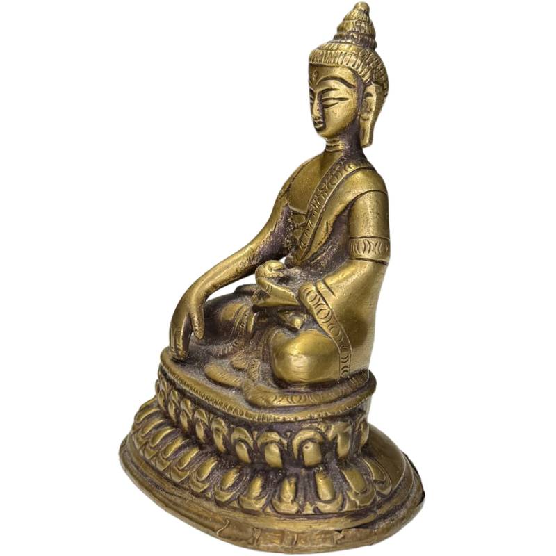 Messingsockel einer rituell versiegelten Buddha-Statue.