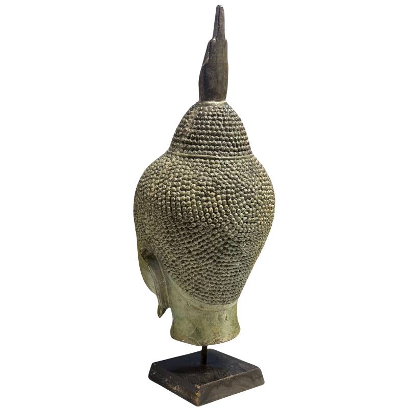 Seitenansicht eines thailändischen Buddha-Kopfes aus Bronze, Profil, Meditation, Zen