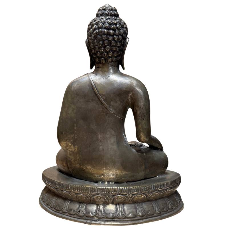 Rückseite eines zweiteiligen Buddha-Altarbildes, authentische Metallkunst aus dem 19. Jahrhundert.