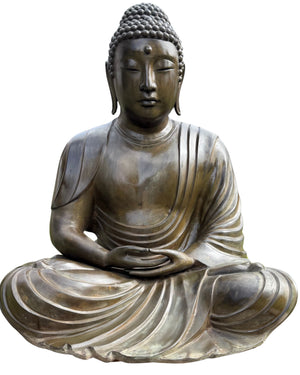 Großer Japanischer Bronze-Amida-Buddha – Kamakura-Stil – 89 cm – Mitte 20. Jh.