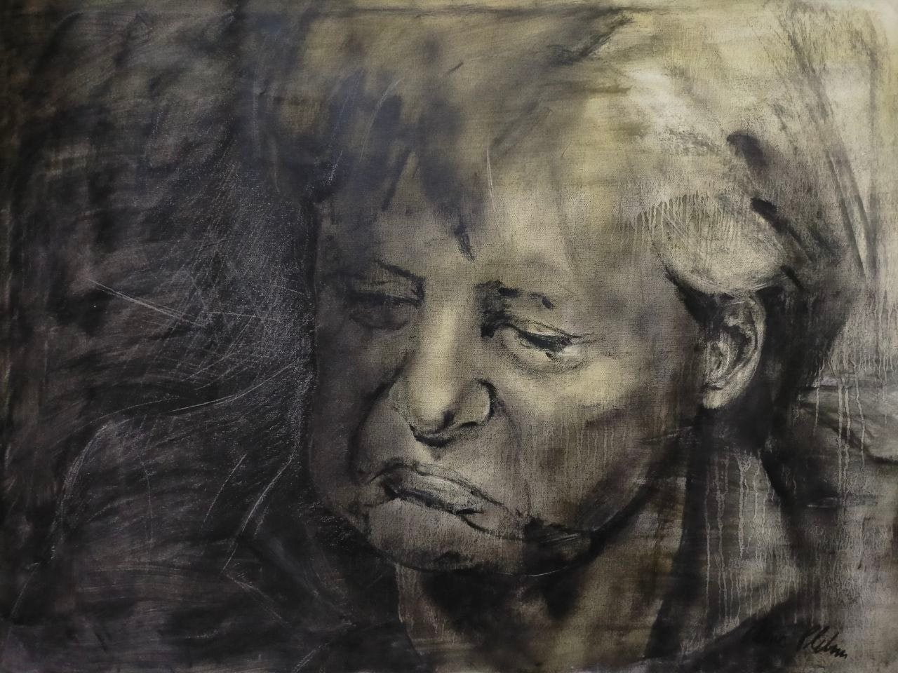 Porträt von Angela Merkel, gemalt von Oliver Plehn in Mischtechnik auf Leinwand


Porträt von Angela Merkel, gemalt von Oliver Plehn
