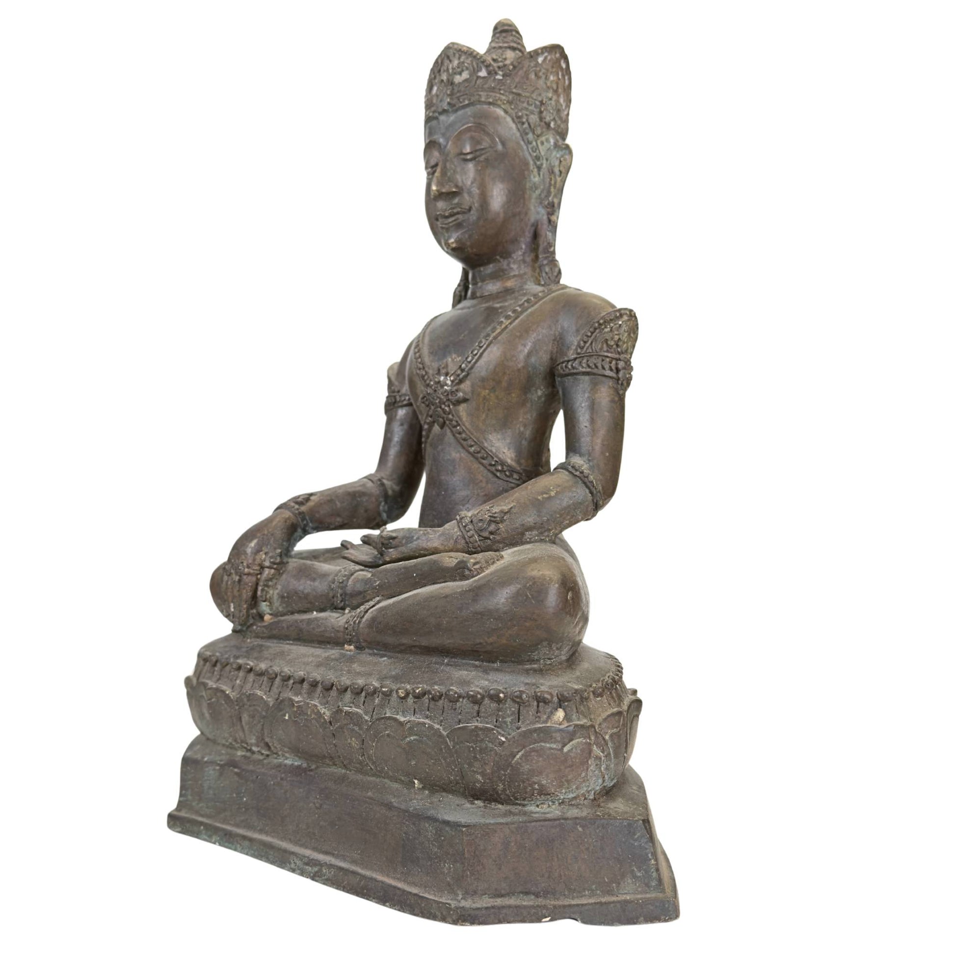Antike asiatische Buddha-Statue aus Bronze mit spiritueller Ausstrahlung