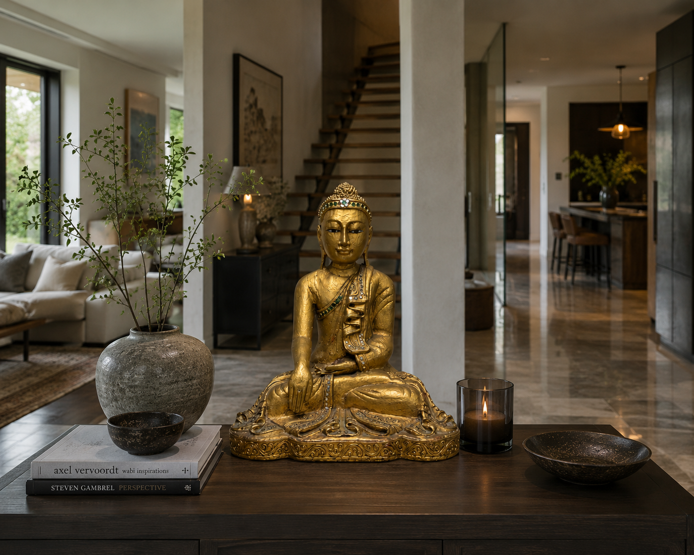 Antikes asiatisches Kunstobjekt: Vergoldeter Buddha aus Holz