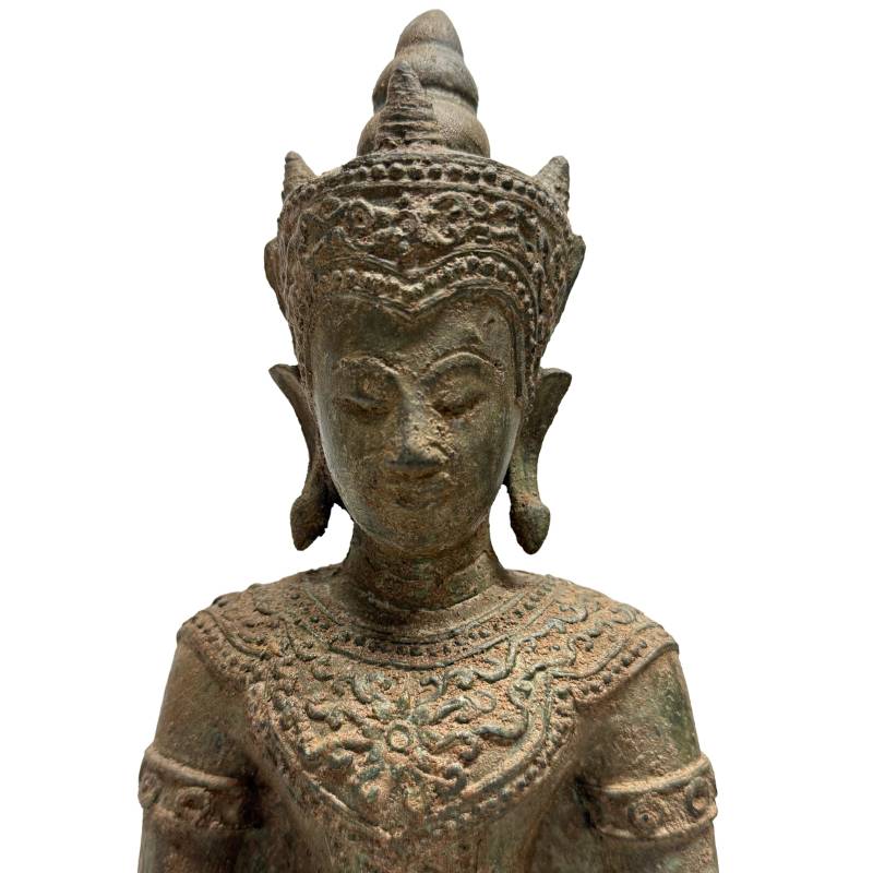 Antiker Buddha aus Bronze, traditionelle südostasiatische Meditationsform