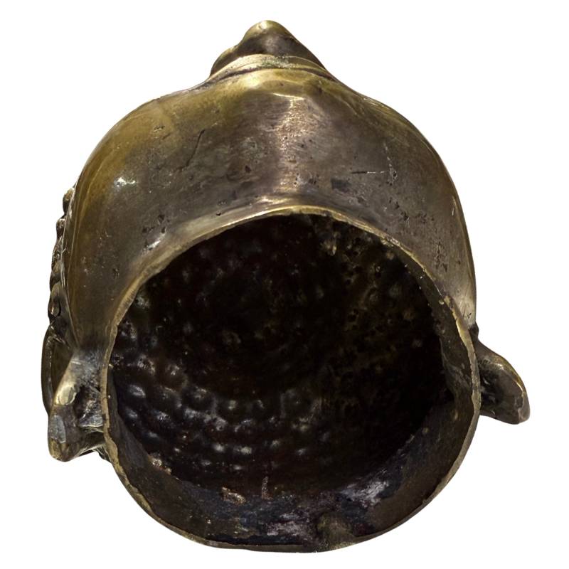 Antiker spiritueller Buddha-Kopf aus Bronze mit Patina