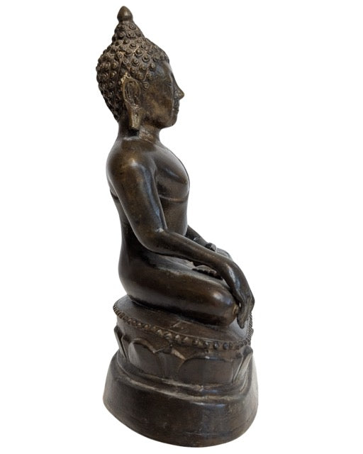 Antike Buddha-Statue aus Bronze in Bhumisparsha-Mudra