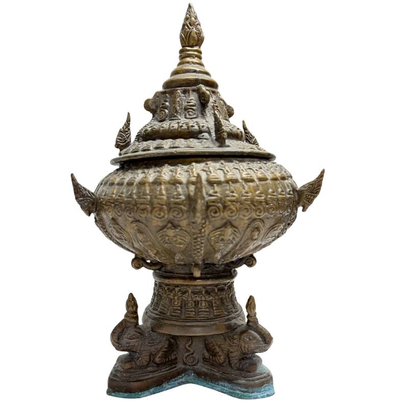 Antiker buddhistischer Reliquienschrein aus Thailand, gefertigt aus Bronze