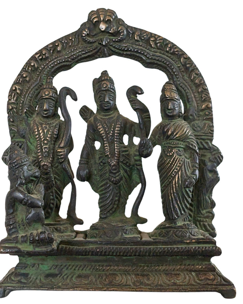 Antike indische Bronze - Rama Darbar Altarbild (Rama, Sita, Lakshmana, Hanuman)