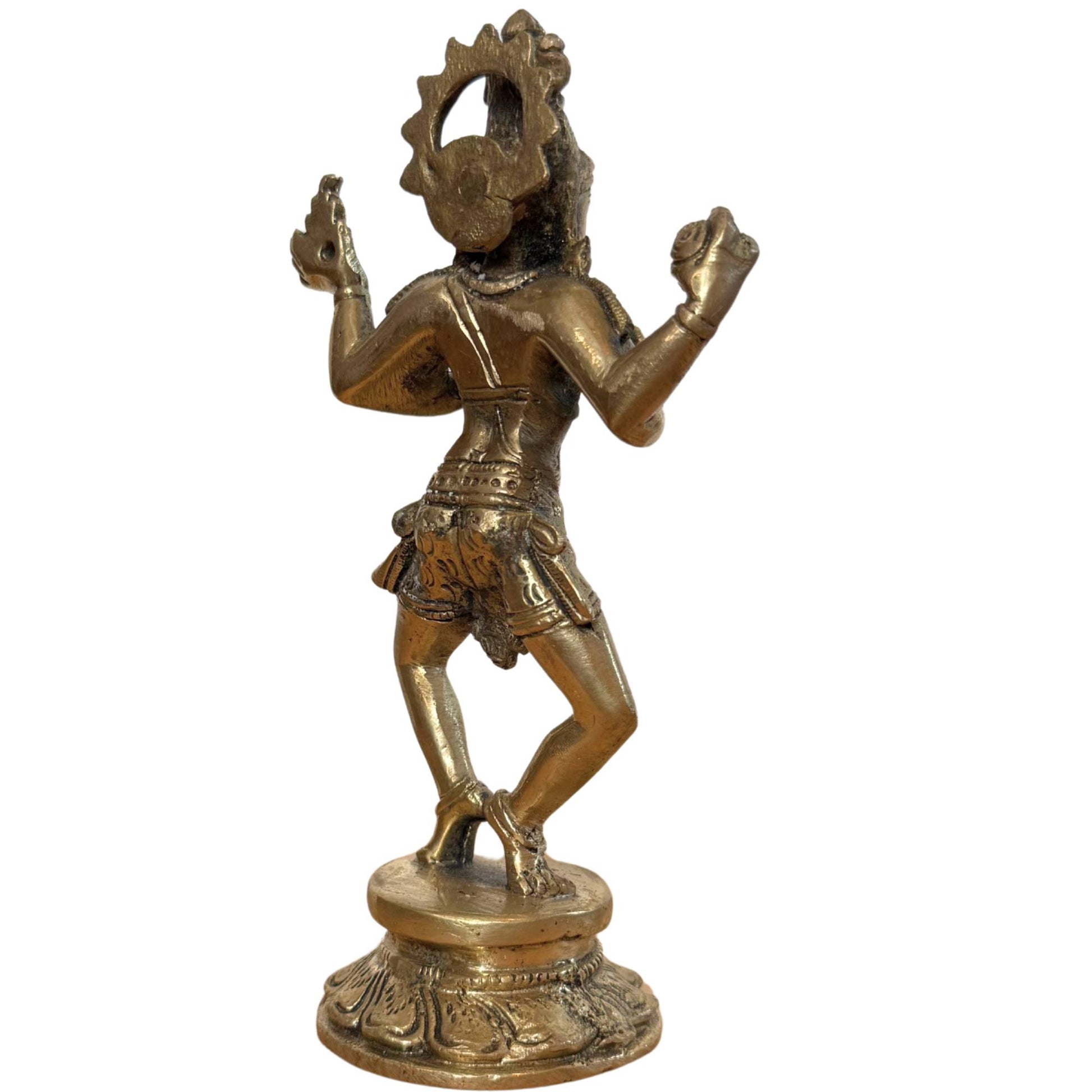 Rückseite des Shiva Nataraja mit natürlicher schwarzer Patina und Gussdetails.