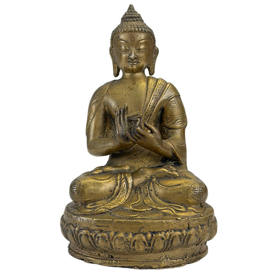 Antike mongolische Buddha-Statue aus Bronze aus dem 18. Jahrhundert in der seltenen Shramana-Mudra des Asketen