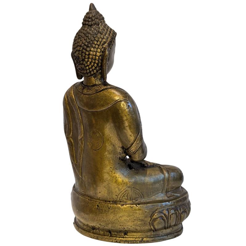 Antike Buddha-Statue aus Bronze mit Feuervergoldung in Dharmachakra-Mudra