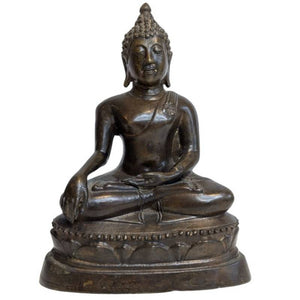 Antike Buddha-Statue aus Bronze – Bhumisparsha Mudra