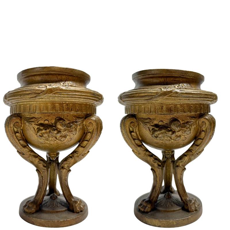 Antikes Bonbonnière-Set aus Bronze aus Frankreich mit Spiegeltablett