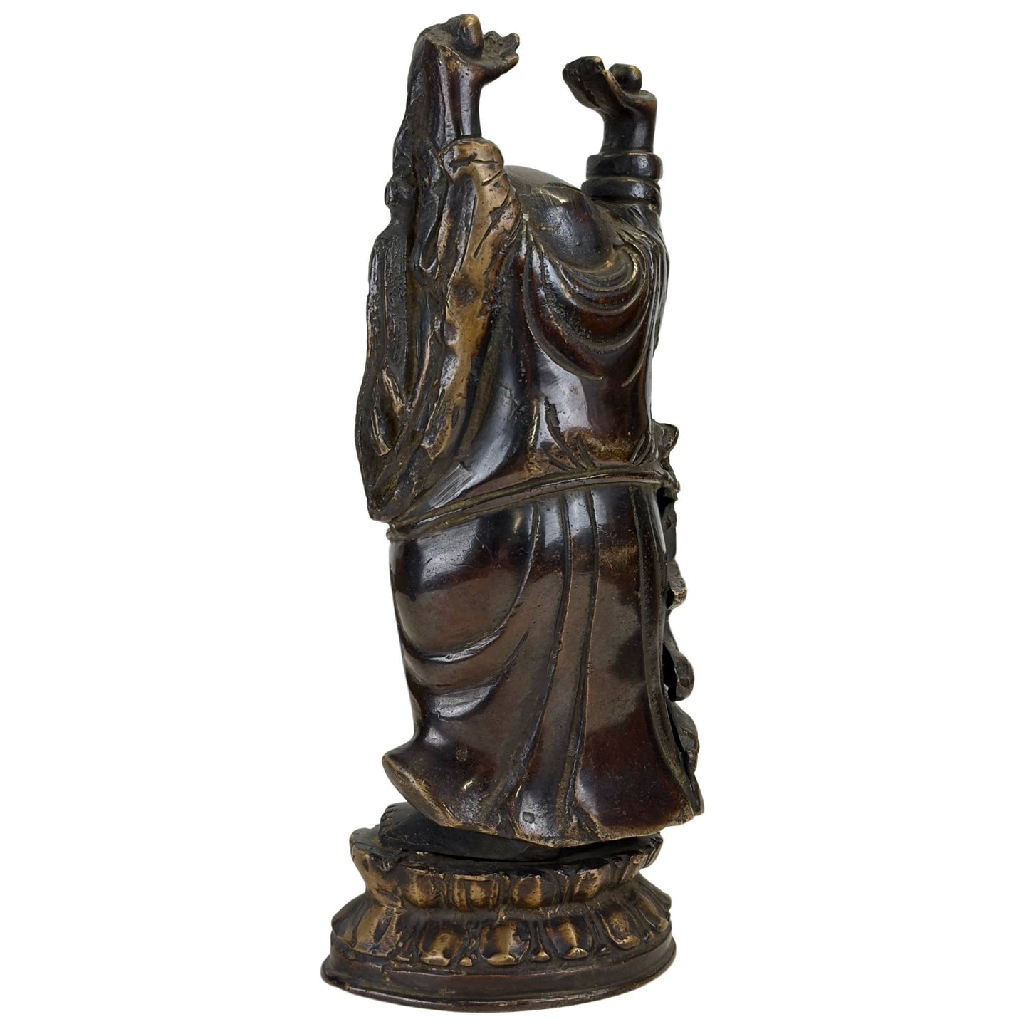 Profilansicht der schweren chinesischen Buddha-Bronzestatue in unberührter Sammlerqualität
