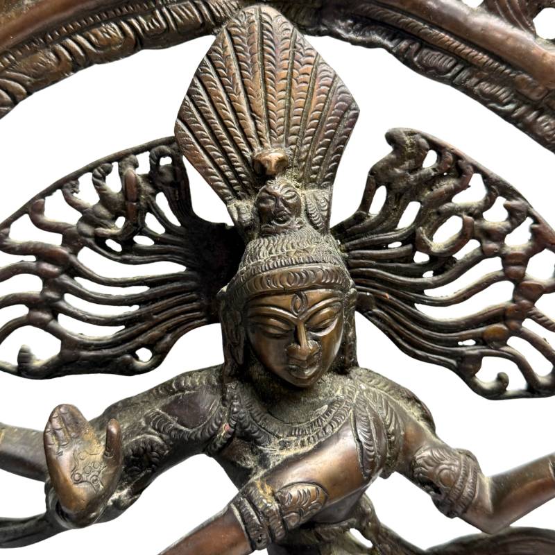 Antike Bronzestatue von Nataraja Shiva, Indien, kosmischer Tanz, mit Patina