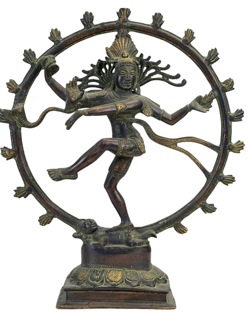 Antike Bronze Shiva Nataraja Nepal 36cm Wachsausschmelzverfahren - Nepalesische Buddha-Figur