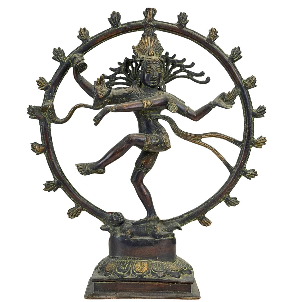 Antikes bronzene Shiva Nataraja Altarbild aus Nepal, Lost‑Wax‑Guss