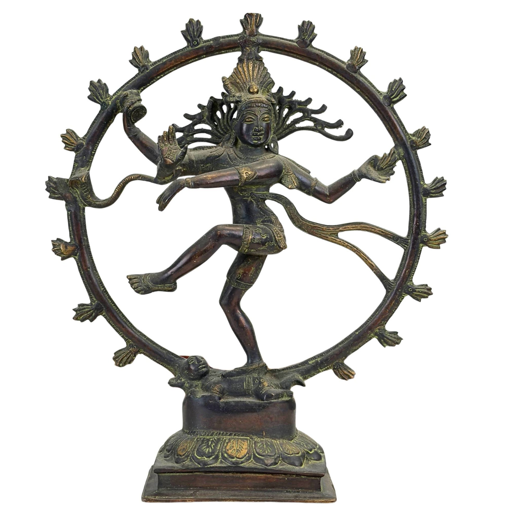 Antike Altarstatue von Shiva Nataraja aus Bronze aus Nepal, hergestellt im Wachsausschmelzverfahren.